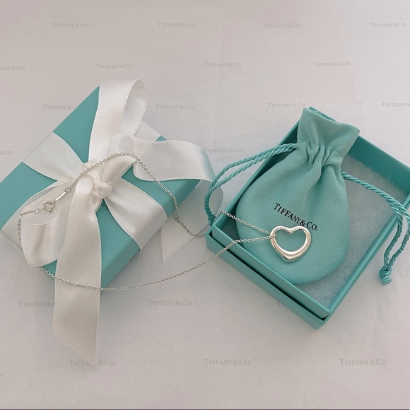 Tiffany & Co. Jewelry - Tiffany & Co. Elsa Peretti Silver Large Open Heart Pendant Necklace 16” W/Pouch